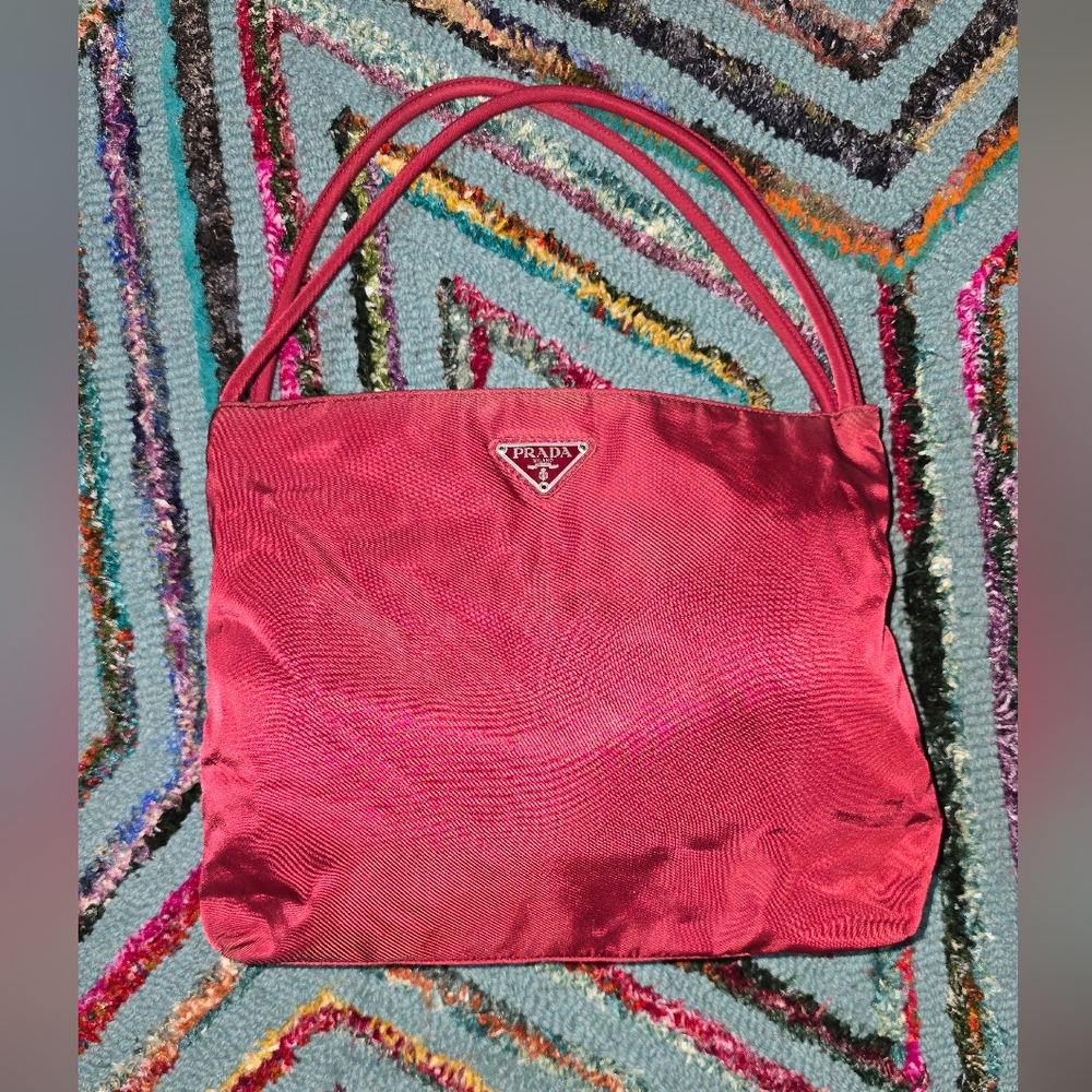 Prada Tessuto Nylon City Tote Bag Purse Porpora Red W/ Authencity Cards‎